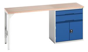 Verso 2000x600x930 Pedastal Bench Cabinet Multiplex Verso Pedastal Benches with Drawer / Cupboard Unit 20/16921955.11 Verso 2000x600x930 Ped Ben Cab Mplx.jpg
